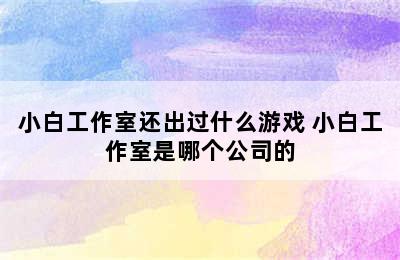 小白工作室还出过什么游戏 小白工作室是哪个公司的